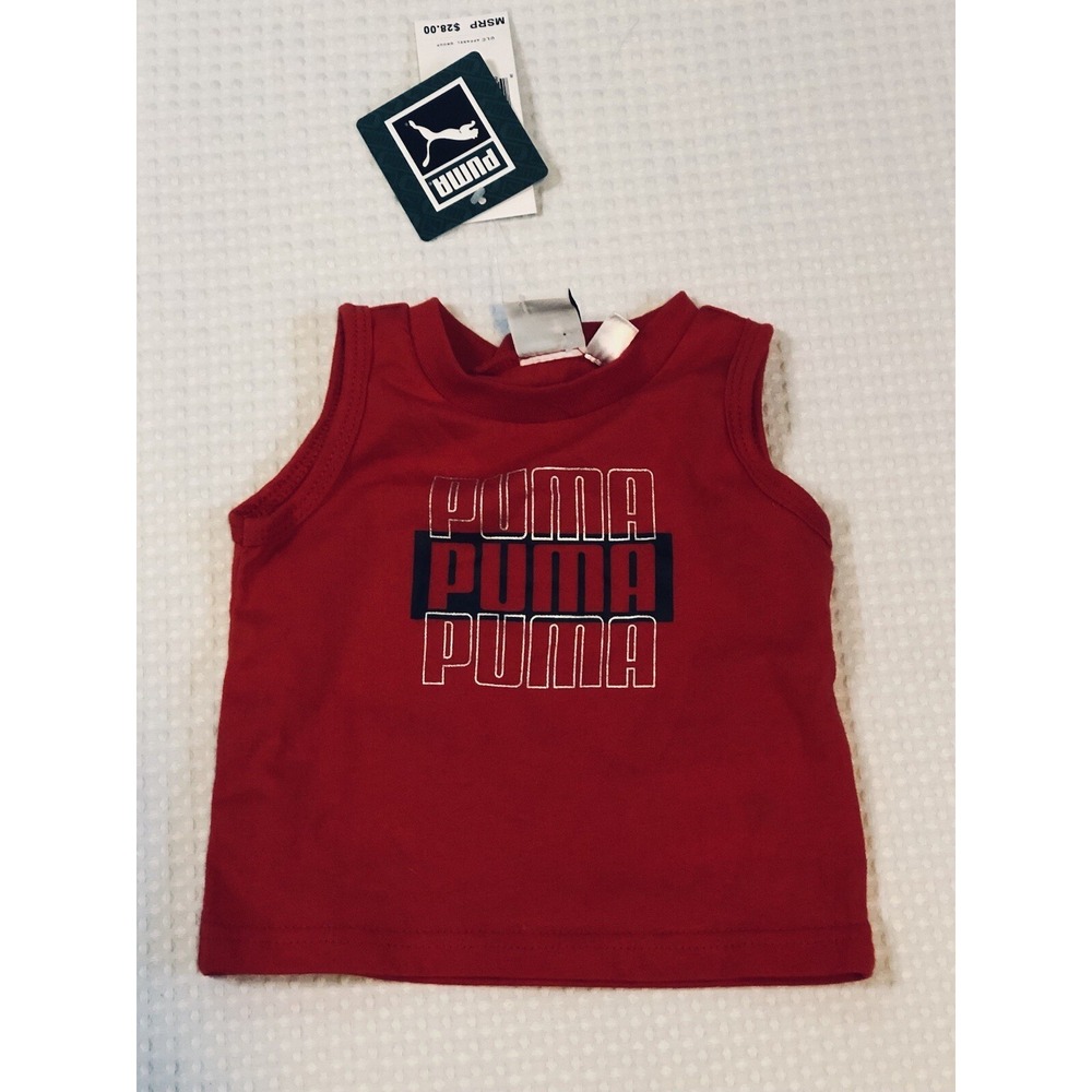 Puma Baby Boys Red Sleeveless Tank Top Graphic Shirt 0-3 Months NWT